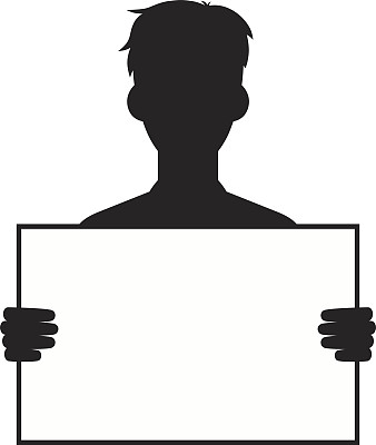 一个拿着空白牌子的剪影男人图片下载