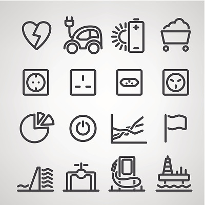 能源和资源图标集图片下载
