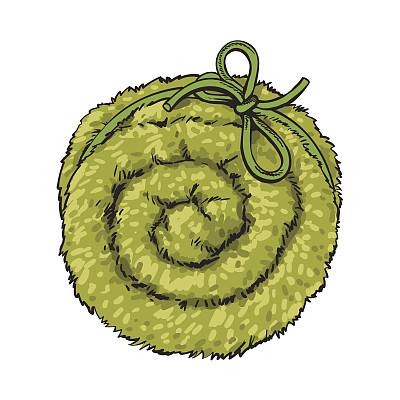 俯视图卷起蓬松的毛巾，水疗沙龙配件图片下载