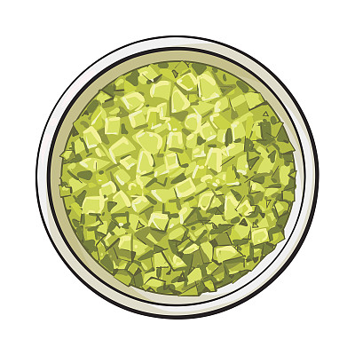 碗有机，绿色芳香，浴盐，俯视图插图图片下载