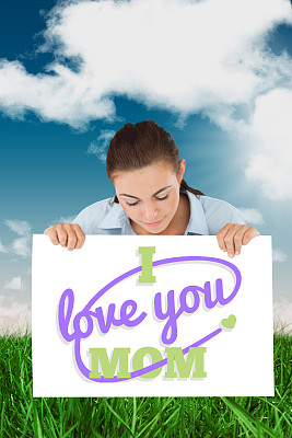 女商人低头看指示牌的合成图像图片下载