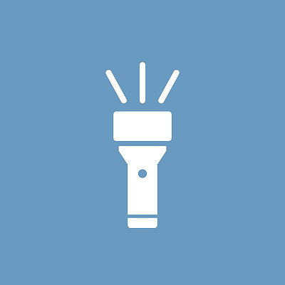 手电筒图标，白色的蓝色背景图片下载