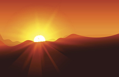 抽象的黄色日落与散焦灯光图片下载