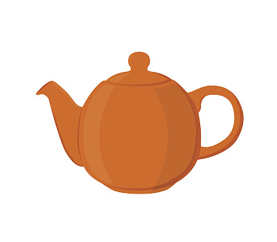 茶壶的矢量图。陶制陶器，陶制茶壶。平的风格图片下载