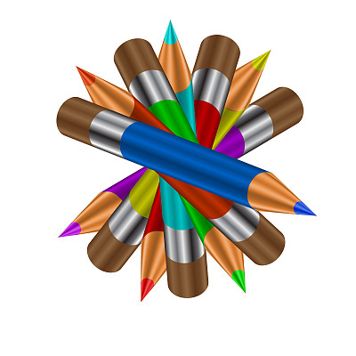 扭曲的彩色铅笔图片下载