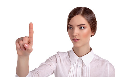 女商人指着空中的进步图片下载