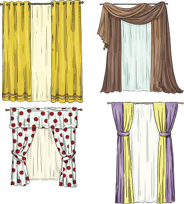 的窗帘。内部细节。卡通风格。矢量图图片下载