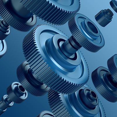 3d抽象金属齿轮背景，机械元素图片下载