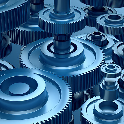 3d抽象钢齿轮背景，工业元素图片下载