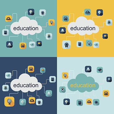平面概念，设置现代设计与阴影教育图标图片下载