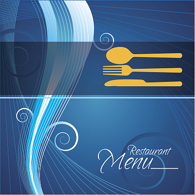 菜单卡与餐具的插图图片下载