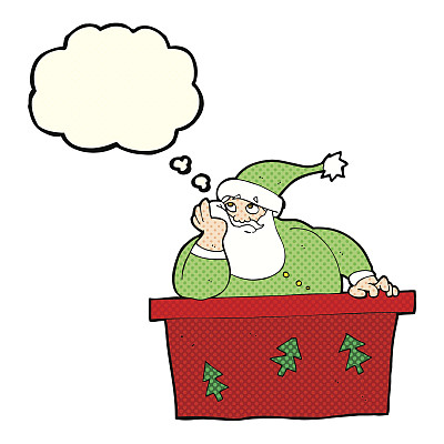 卡通圣诞老人用思想泡泡无聊了图片下载