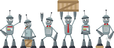 一组平面卡通机器人图片下载