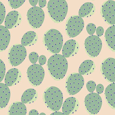 仙人掌绿色上的粉色矢量无缝图案。摘要沙漠自然纺织印花图片下载