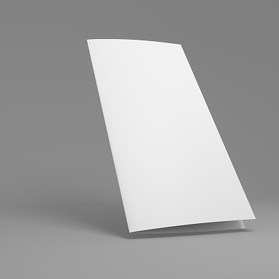 3D渲染空白两折纸小册子孤立在灰色背景图片下载