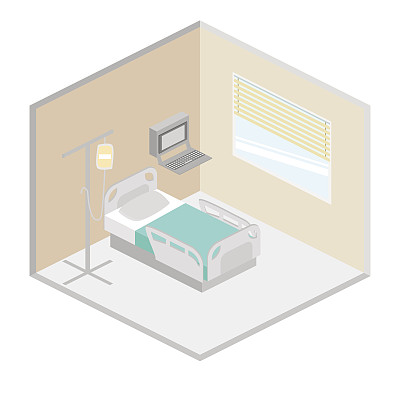 医院病房等距矢量图片下载