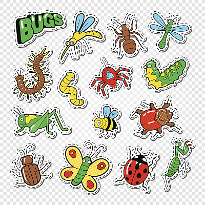 采购产品虫子和昆虫贴纸，徽章和补丁图片下载