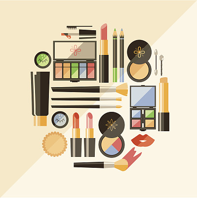 矢量平面化妆品插图。美丽时尚的产品。12月图片下载