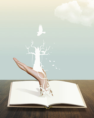 死树书与云概念设计图片下载