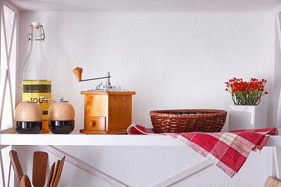 白色木架，厨房乡村家具图片下载