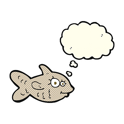 卡通快乐的金鱼用思想泡泡图片下载
