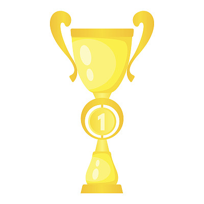 向量金杯冠军奖杯。第一名获得冠军。素材图片