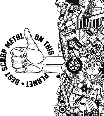 从一堆零件中伸出大拇指的手图片下载