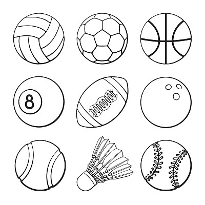 一组运动球的涂鸦图片下载