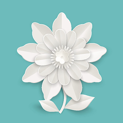 花与叶子制成的纸单孤立的插图图片下载