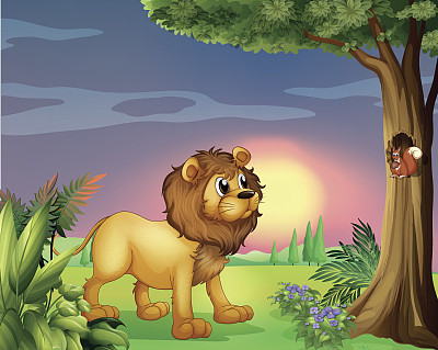 狮子看着松鼠图片下载