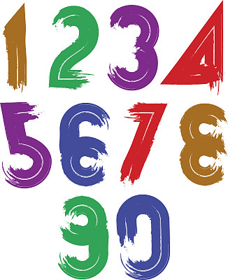 手写矢量数字隔离在白色背景，绘制图片下载