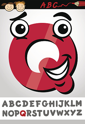 搞笑字母q卡通插图图片下载