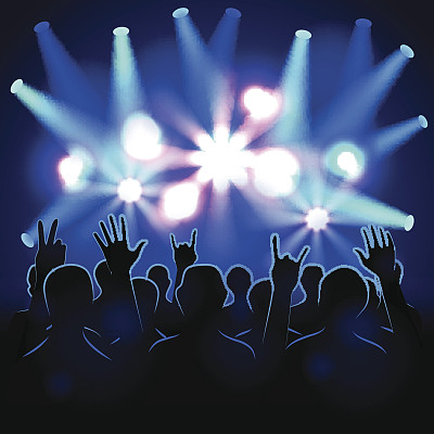 音乐会的剪影和灯光图片下载