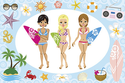 冲浪女孩和海上偶像图片下载