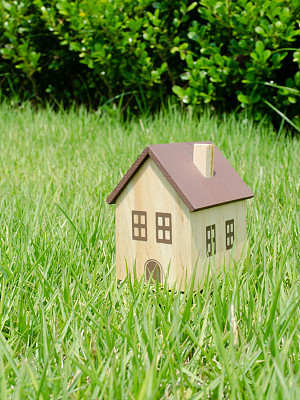 玩具屋在草坪上图片下载