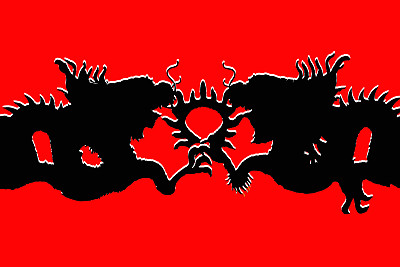 暗影龙在红色的背景图片下载