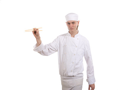 年轻厨师使用筷子图片下载