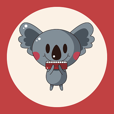 动物考拉演奏乐器卡通主题元素图片下载