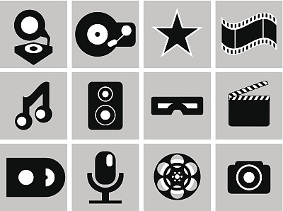 黑白电影/音乐图标图片下载