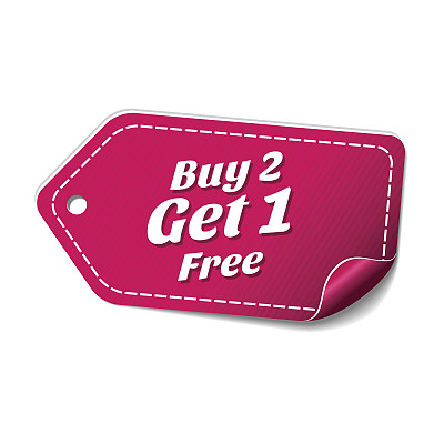 买2送1粉色矢量图标图片下载