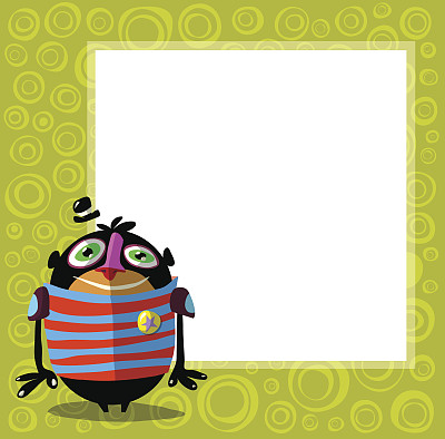 滑稽的生物角色与帽子在前面的白色海报图片下载