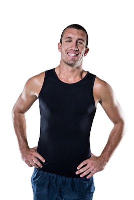 快乐的运动员，双手叉腰图片下载