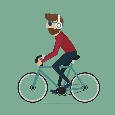 骑自行车的人。骑自行车的潮人。图片下载