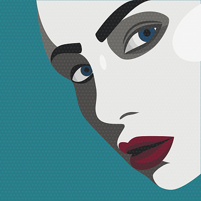 波普艺术的年轻女子红唇图片下载