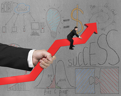 骑在红色箭头上，手牵着手，还有商业涂鸦图片下载