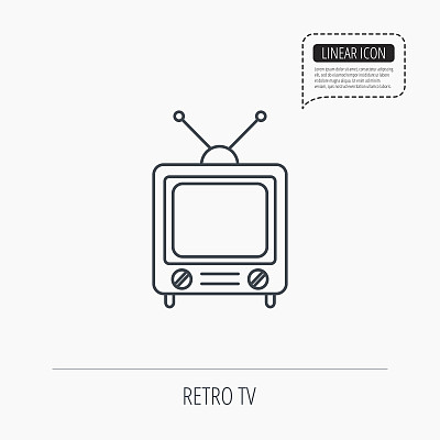 复古的电视图标。带有天线信号的电视。图片下载