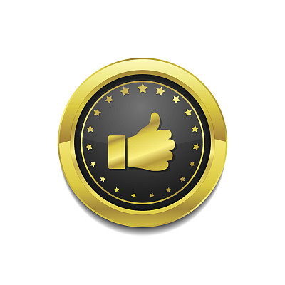 点赞圆形矢量金色网页图标按钮图片下载