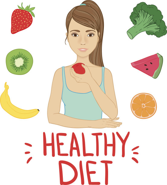 手绘矢量插图-健康饮食。图片下载