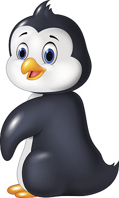 卡通有趣的企鹅孤立在白色的背景图片下载