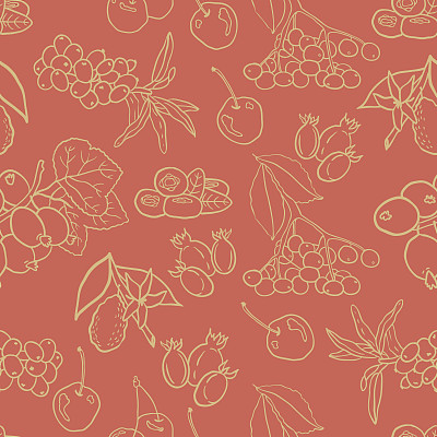 无缝矢量模式与浆果秋季饮料图片下载